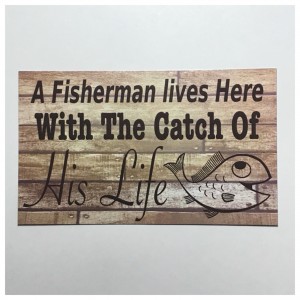 Fishing Fisherman Boat Sign Wall Plaque or Hanging Fish Rod Bait Bass Catch   302415060007